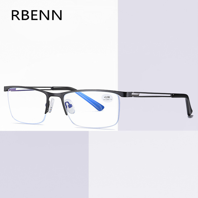 Okulary do czytania RBENN 2020, metalowa rama, blokujące niebieskie światło, prezbiopia, +0.75/+1.75/+2.25 - tanie ubrania i akcesoria