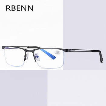 Okulary do czytania RBENN 2020, metalowa rama, blokujące niebieskie światło, prezbiopia, +0.75/+1.75/+2.25