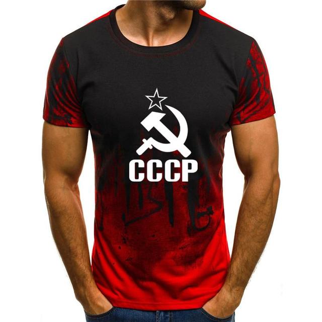 Męska koszulka z krótkim rękawem CCCP rosyjski 3D - Moskwa - tanie ubrania i akcesoria