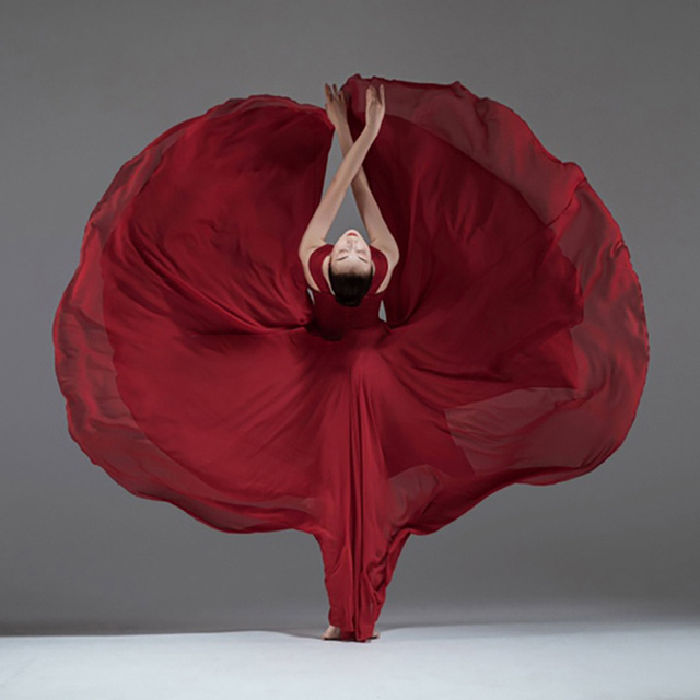 Profesjonalna, jednokolorowa długa spódnica do flamenco – inspirujący taniec brzucha hiszpańskich cyganek - tanie ubrania i akcesoria