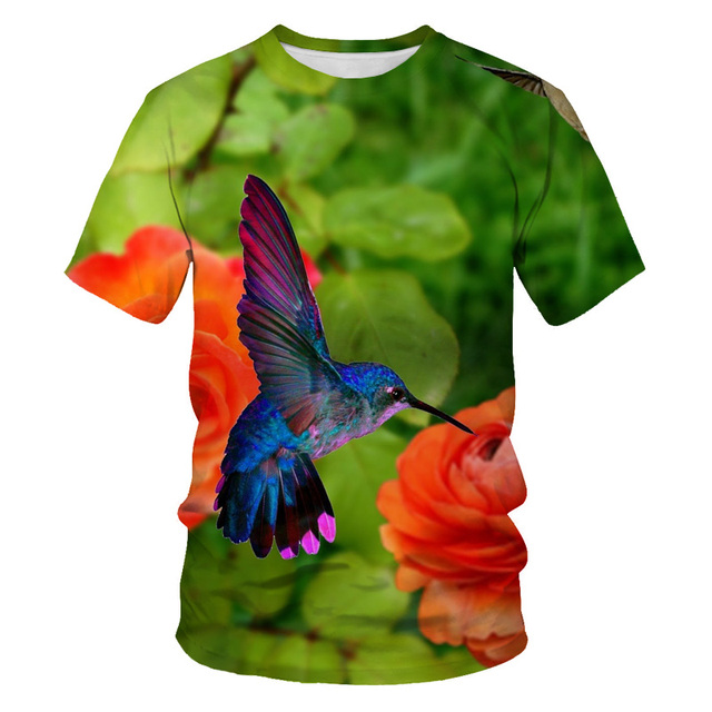 Gorąca męska koszulka 3D z motywem papugi - lato, oddychająca, elastyczna, wysoka jakość - tanie ubrania i akcesoria