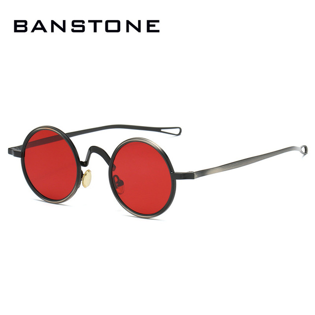 BANSTONE okulary przeciwsłoneczne metalowe, damskie, okrągłe, punkowe, jasne, anty-blu-ray, UV400, soczewki, rama męska, odcienie, vintage - tanie ubrania i akcesoria