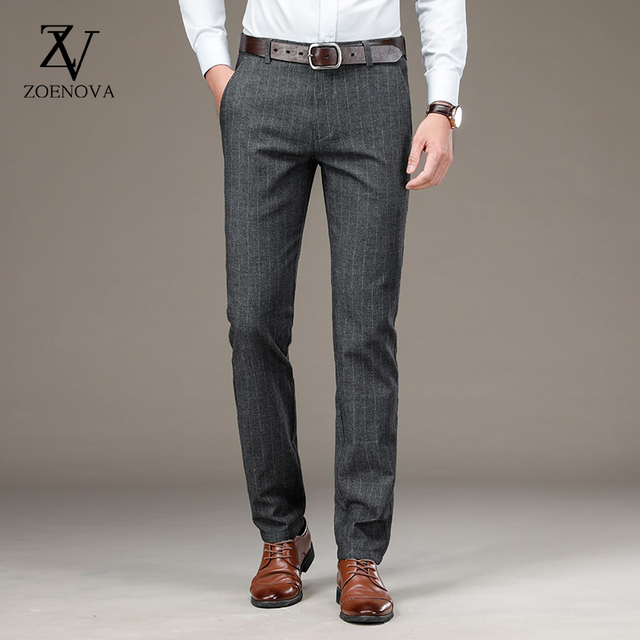 Męskie spodnie Business Casual z długimi nogawkami wiosna/jesień – elastyczne, formalne, proste, rozmiar 29-40 - tanie ubrania i akcesoria