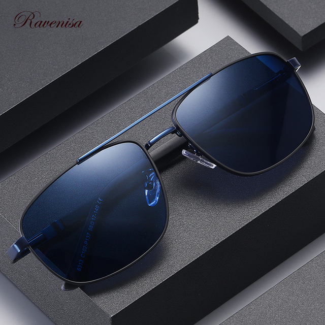 Męskie okulary przeciwsłoneczne Pilot Vintage czarne UV400, polaryzacyjne - tanie ubrania i akcesoria