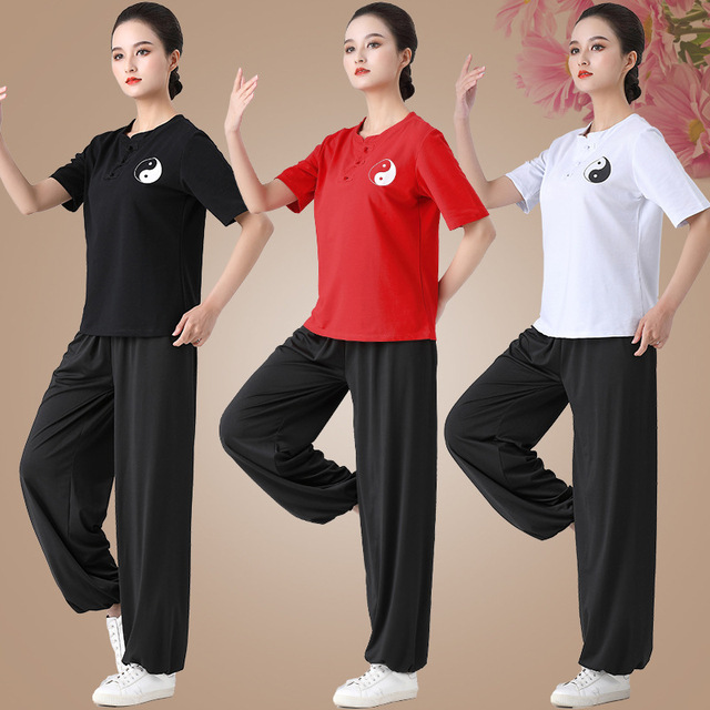 Zestaw chińskich tradycyjnych ubrań Tai Chi Kung Fu dla mężczyzn i kobiet - wiosna/lato - najlepsze spodnie treningowe i kostiumy sceniczne - tanie ubrania i akcesoria