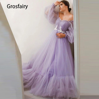 Suknia ślubna 2021 z długim rękawem w kolorze liliowym dla druhny