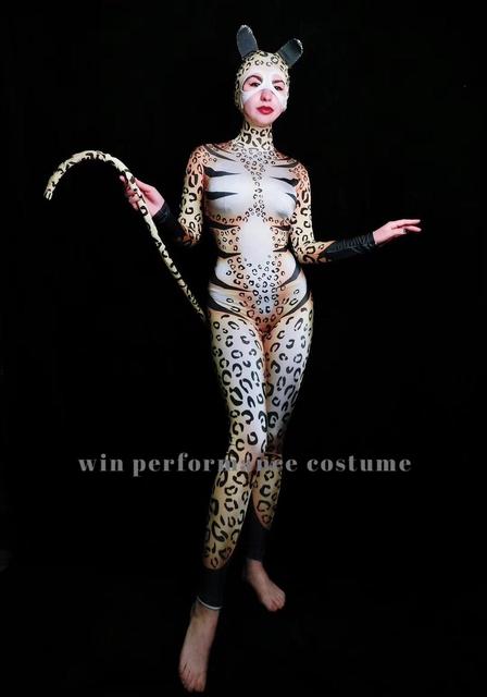 Kombinezon obcisły dla tancerza kot zwierząt z motywem dramatu muzycznego w nocy w klubie cosplay - tanie ubrania i akcesoria
