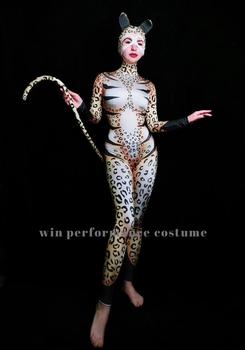 Kombinezon obcisły dla tancerza kot zwierząt z motywem dramatu muzycznego w nocy w klubie cosplay