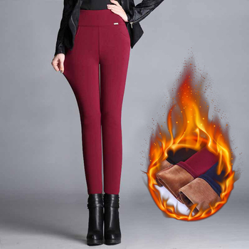 Wysokie, ciepłe legginsy dla kobiet zimowe Plus size - elastyczne, aksamitne spodnie ołówkowe, dopasowujące się do ciała - Oversize S-6XL