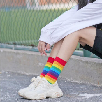 Bawełniane damskie skarpety w paski w stylu Streetwear Harajuku