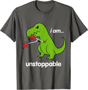 Fajna, śliczna koszulka męska z projektem Niezahamowany T-Rex Dino