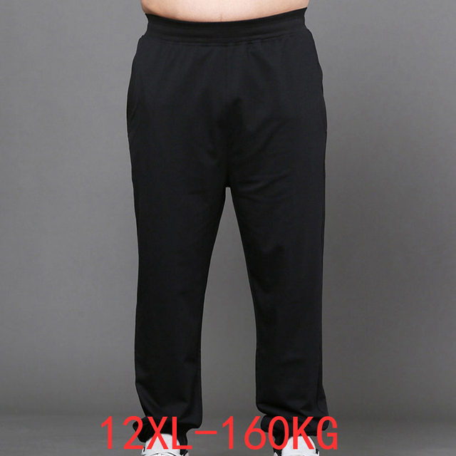 Duże męskie spodnie nieformalne rozmiar 11XL-12XL, czarne - tanie ubrania i akcesoria