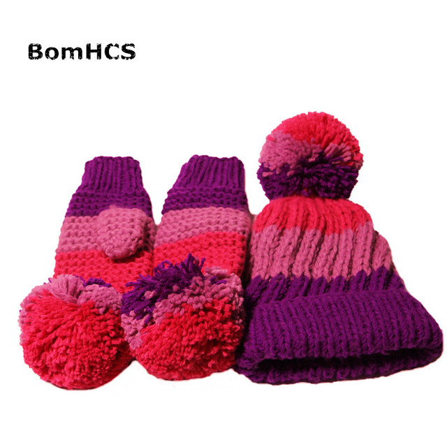 Piękny zimowy kapelusz i rękawiczki damskie BomHCS - 100% ręcznie dziergane - tanie ubrania i akcesoria