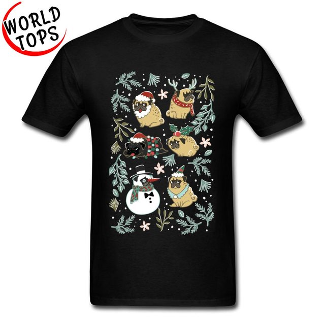 Męska koszulka Santa mopsy - boże narodzenie, moda, stylowe T-shirti z motywem psa - jamnika, Shiba Inu. Idealny prezent dla nastolatków - tanie ubrania i akcesoria