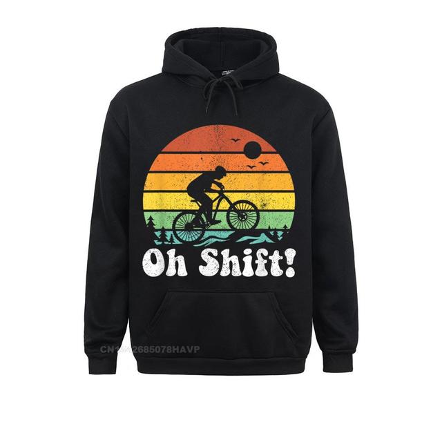 Bluza z długim rękawem Oh Shift - śmieszny Mountain Bike Rider - Retro kolarstwo - męska bluza z kapturem - tanie ubrania i akcesoria