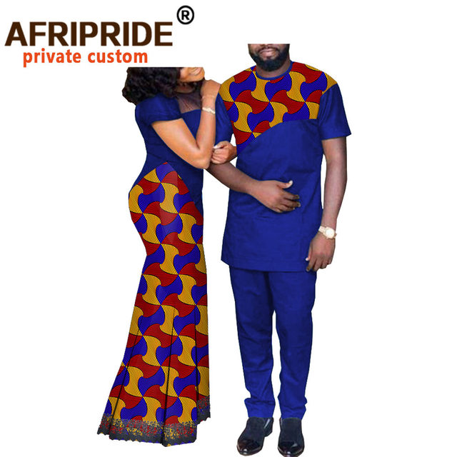 Długa maksi sukienka i dres Dashiki dla pary - afrykańska odzież wieczorowa A20C003 - tanie ubrania i akcesoria