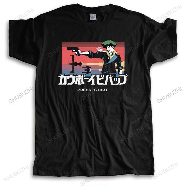 Koszulka męska Cowboy Bebop Retro Pixel z krótkim rękawem Anime Manga - Top Spike Spiegel Tshirt - tanie ubrania i akcesoria