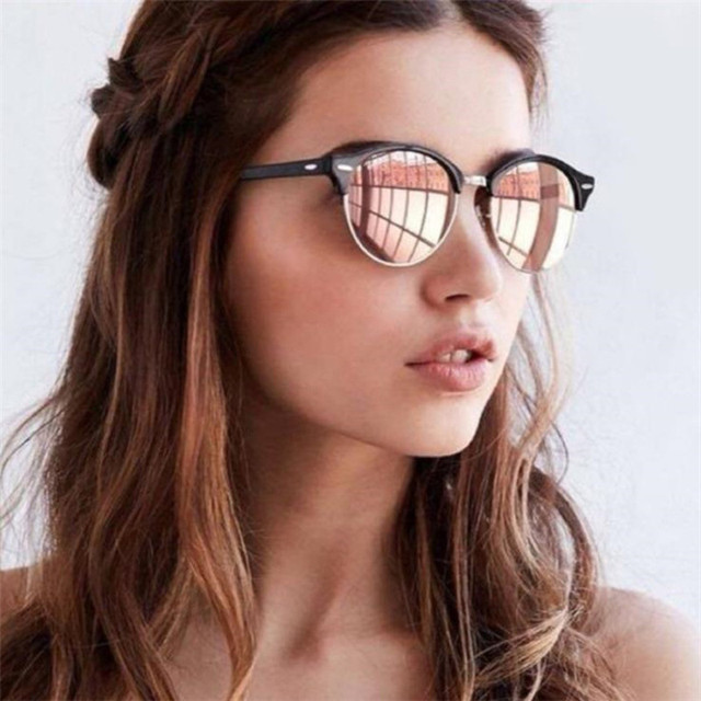 Okulary przeciwsłoneczne marki Retro Semi Rimless z półramką - klasyczne, vintage, óculos De Sol UV400 - tanie ubrania i akcesoria