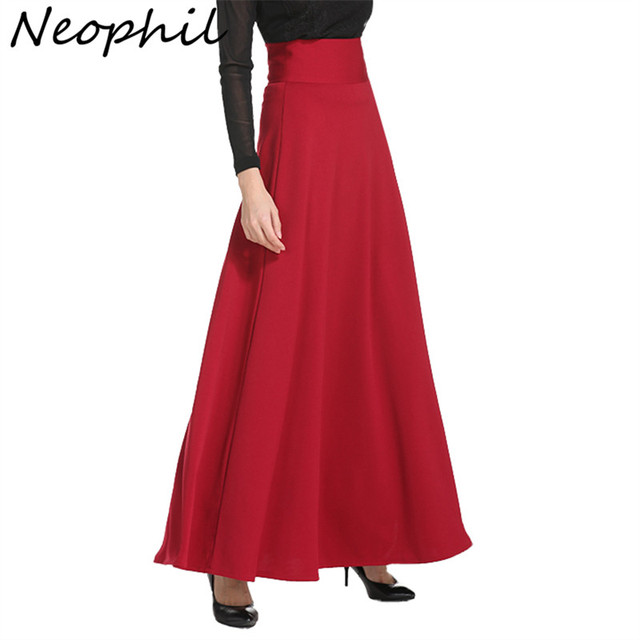 Długa spódnica Neophil 2021 zimowa muzułmańska Plus Size czarny 5XL - tanie ubrania i akcesoria