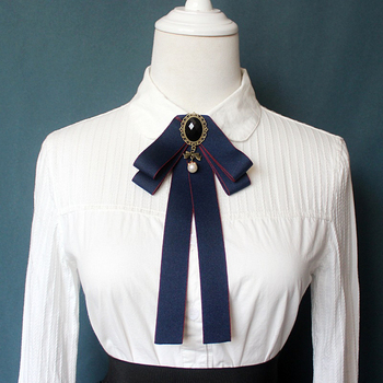 Prosta opaska z kokardą - broszka dla kobiet z kryształowym perełkowym wzorem - dodatek do koszul i garniturów - akcesoria do odzieży