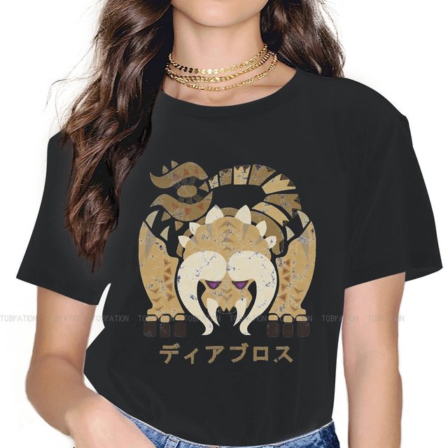 Diablos Kanji O Kołnierz T-Shirt Damski Original Rathalos Kanji 5XL - tanie ubrania i akcesoria