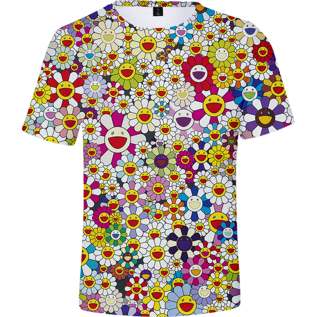 Koszula 3D z krótkim rękawem w kwiatowy print, unisex - Streetwear Hit Hop - tanie ubrania i akcesoria