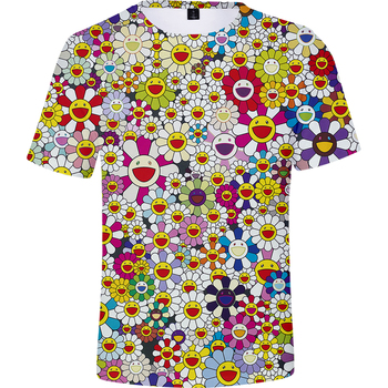 Koszula 3D z krótkim rękawem w kwiatowy print, unisex - Streetwear Hit Hop