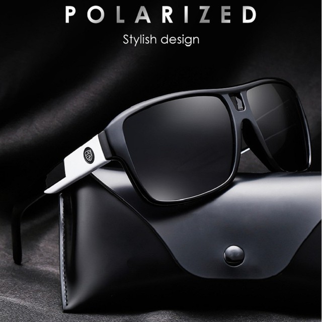Męskie okulary przeciwsłoneczne Polaroid Square TR90 o ponadgabarytowej oprawie - spolaryzowane, UV400, dla kierowców - tanie ubrania i akcesoria