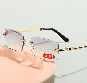 Luksusowe okulary do czytania bez obramowania, ultralekkie, z wysoką jakością cięcia diamentowego, antyodbiciowe, dla kobiet i mężczyzn, od +1 do +4
