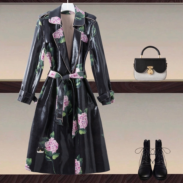Trencz damska jesienno-wiosenna w stylu vintage, elegancka kurtka casual z długim rękawem - tanie ubrania i akcesoria