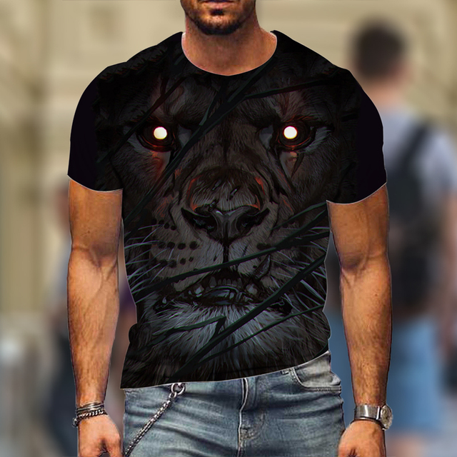 Męska koszulka z krótkim rękawem moda 2021 z drukiem 3D zwierząt - tanie ubrania i akcesoria