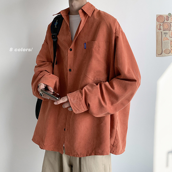 Koszula męska z długim rękawem Harajuku w stylu koreańskim - czarna, ubranie Vintage Streetwear - rozmiary S-3XL