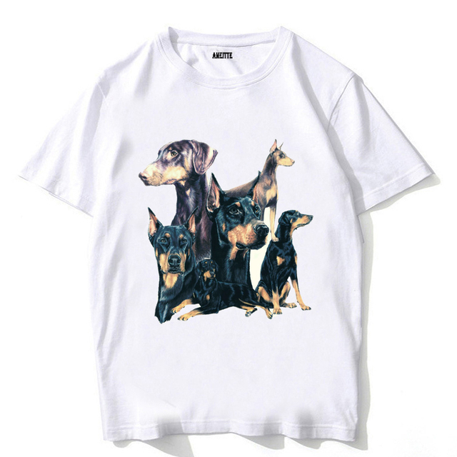 Męska koszulka z nadrukiem Cool Doberman Pinscher - retro moda lato 2021 - tanie ubrania i akcesoria