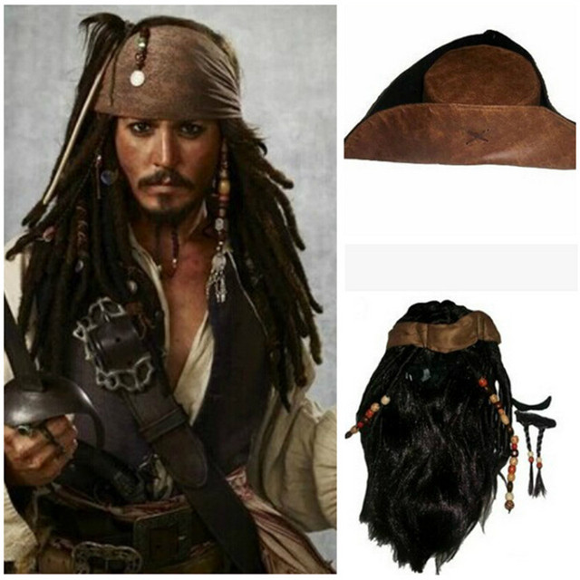 Peruka kapitana Jacka Sparrow z Piratów z Karaibów - cosplay, karnawał, Halloween - tanie ubrania i akcesoria