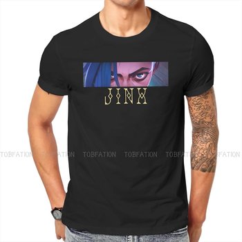 Arcane League of Legends Jinx Eye T-shirt - męska koszulka bawełniana z nowym graficznym motywem - klasyczna moda letnia