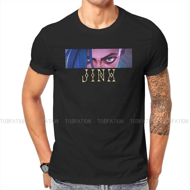Arcane League of Legends Jinx Eye T-shirt - męska koszulka bawełniana z nowym graficznym motywem - klasyczna moda letnia - tanie ubrania i akcesoria