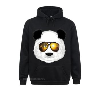 Płaszcz Panda: klasyczne bluzy męskie z nadrukiem zwierząt, idealne na plażę, z przyciemnionymi okularami przeciwsłonecznymi, w stylu chińskiej kreskówki