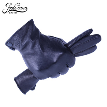 Czarne skórzane rękawiczki męskie zimowe motocyklowe Joolscana - nowa marka, wysoka jakość, ciepłe podszewki - kożucha 2018