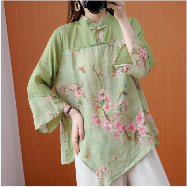 Bluzka damska w stylu chińskim Cheongsam 2021 - tradycyjny design Hanfu, bawełniana - tanie ubrania i akcesoria
