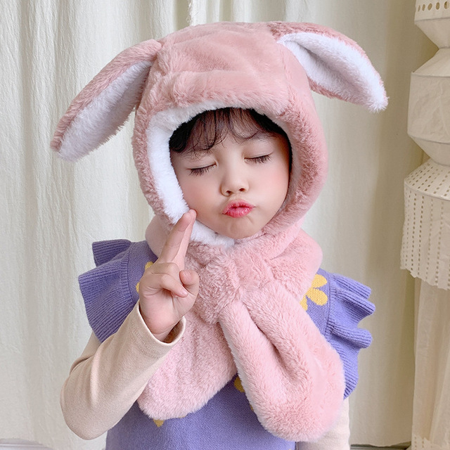 Dziecięca zimowa czapka pluszowe nauszniki szalik kreskówka królik dla dziewczynek i chłopców - tanie ubrania i akcesoria