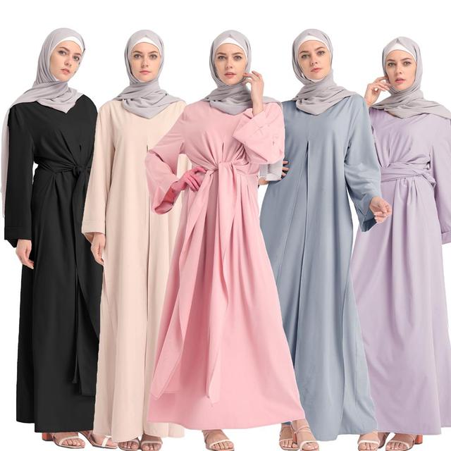 Muzułmańska pełna sukienka z Dubaju - otwarty kardigan Kimono, długa suknia o luźnym kroju, idealna na bliskowschodnie Ramadany i bandaż Islamski Jilbab Kaftan - tanie ubrania i akcesoria