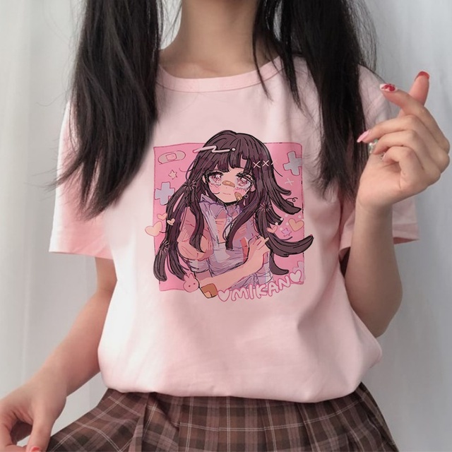 Koszulka damskiego t-shirtu Dreamchase-jf Mikan Tsumiki Cartoon w różowym anime stylu - tanie ubrania i akcesoria