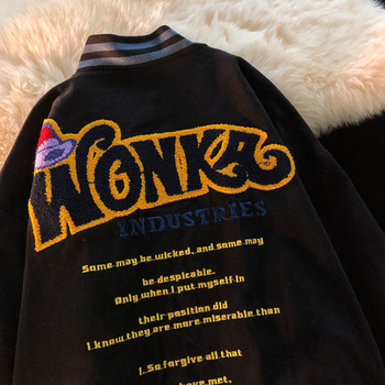 Nowe napisy haftowane kurtki damskie Y2K street retro w stylu baseballowym+para dorywczo luźnych płaszczy topowych - podstawowe