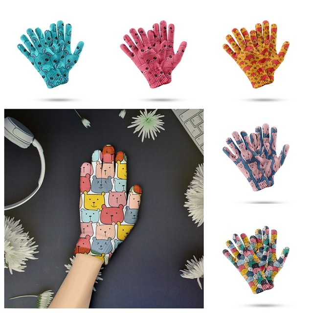 Nowe unisex rękawiczki dotykowe z magicznym ekranem - różowe, urocze kreskówkowe świnki - tanie ubrania i akcesoria