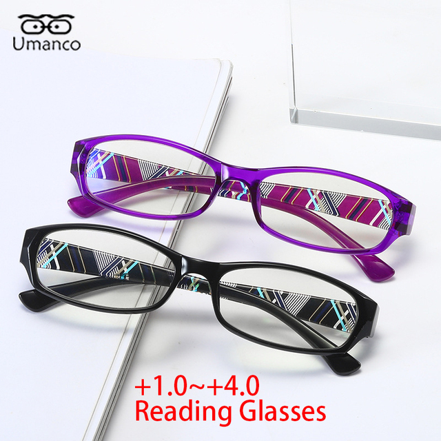 Okulary do czytania TR90 Ultralight: blokujące niebieskie światło, unisex, czarny/fioletowy, dioptria +1.0 ~ +4.0 - tanie ubrania i akcesoria