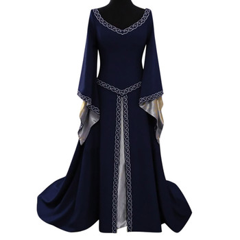 Długa damska sukienka średniowieczna z długim rękawem, V-Neck, gothic, cosplay, masquerade #40