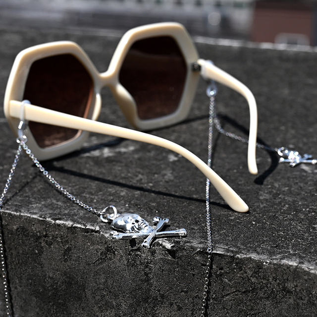 Wisiorek metalowy w kształcie czaszki z przewodem smycze - męskie okulary przeciwsłoneczne na łańcuszku Luxury Fashion 2021 Nwe - tanie ubrania i akcesoria