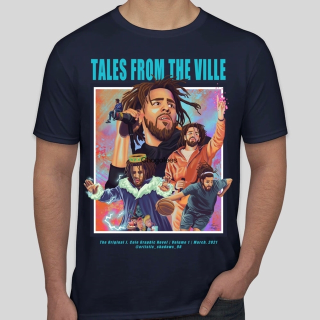 Męska koszula kolażowa z motywem J. Cole - Cole G, Hip-hop i Dreamville, Kurs na Art(1) - tanie ubrania i akcesoria
