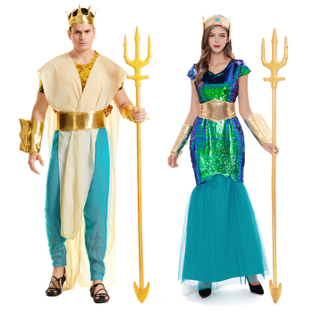 Kostium świąteczny Umorden syrena dla kobiet - królowa posejdonu, fantazyjny strój na Halloween, Purim, karnawał i Mardi Gras