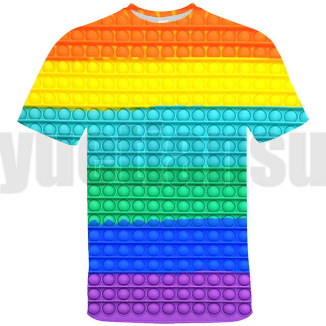 Koszulka męska z krótkim rękawem Rainbow Tee topy POP Fidget, oversize, 3D gry rodzinne, dzieci, nastolatki, lato, streetwear - tanie ubrania i akcesoria